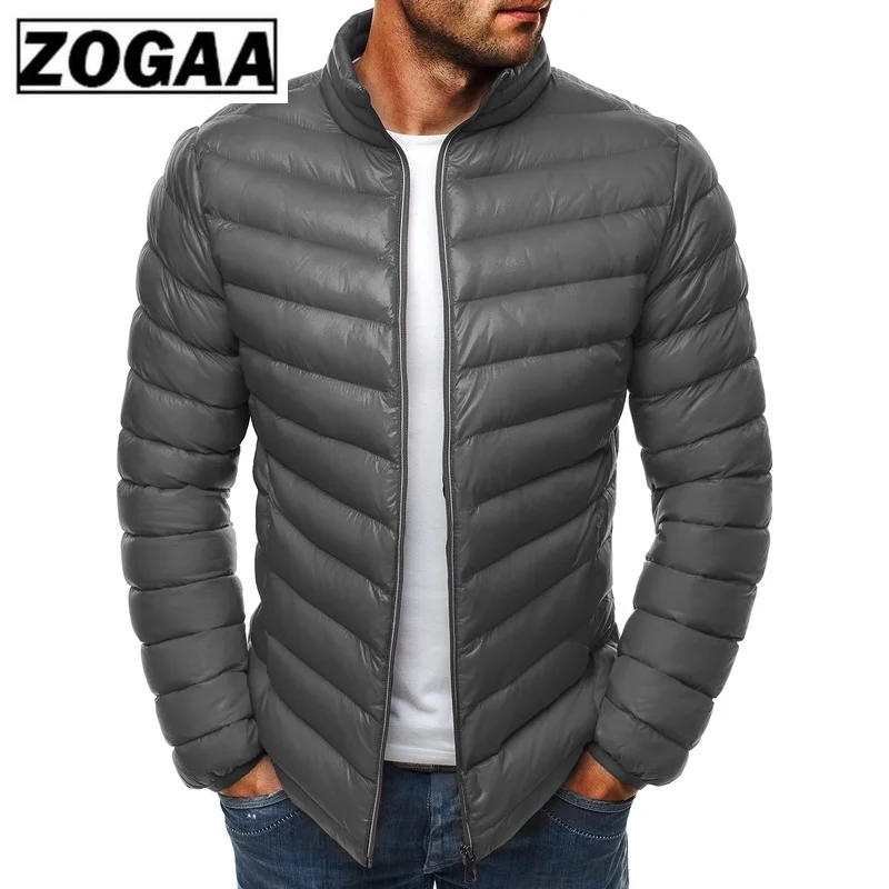 Мужская куртка пуховик ZOGAA однотонная на молнии Повседневная теплая большого