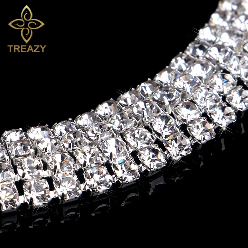 Роскошные браслеты TREAZY Стразы с кристаллами для женщин сверкающие посеребренные