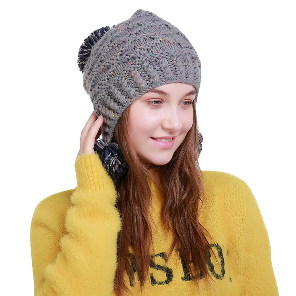 Шляпа 2019 Лидер продаж для женщин теплые крючком Зимняя шерстяная шапка вязать