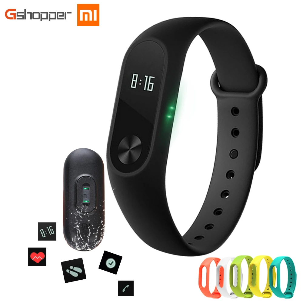 Оригинальный браслет Xiaomi Mi Band 2 Band2 с разноцветными ремешками IP67