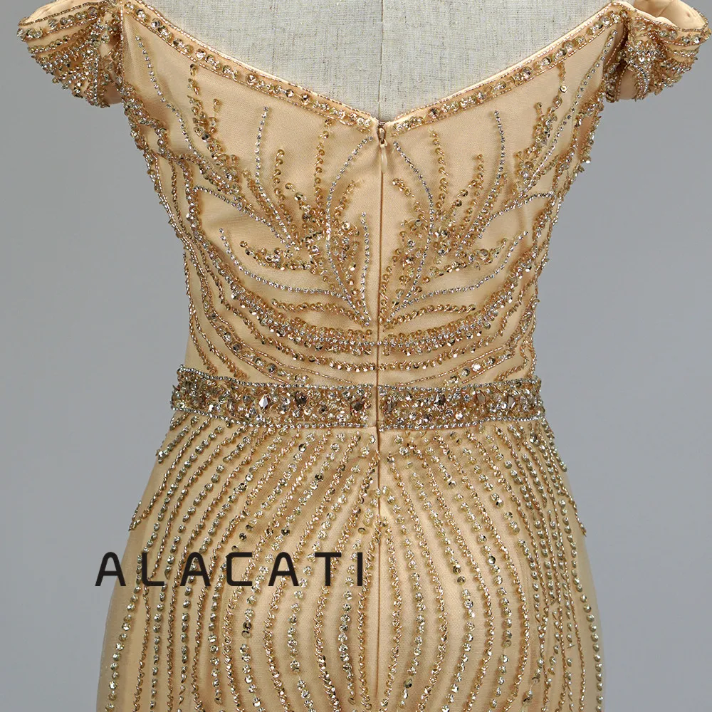 Женское вечернее платье ALacati Золотое с рыбим хвостом благородное событие банкет