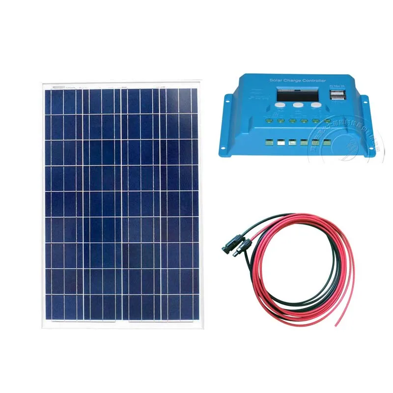 

Waterproof Kit Solar Panel 12v 100w Solar Charge Controller 12v/24v 10A 12v Car Battery Charger Module Caravan Car Camp