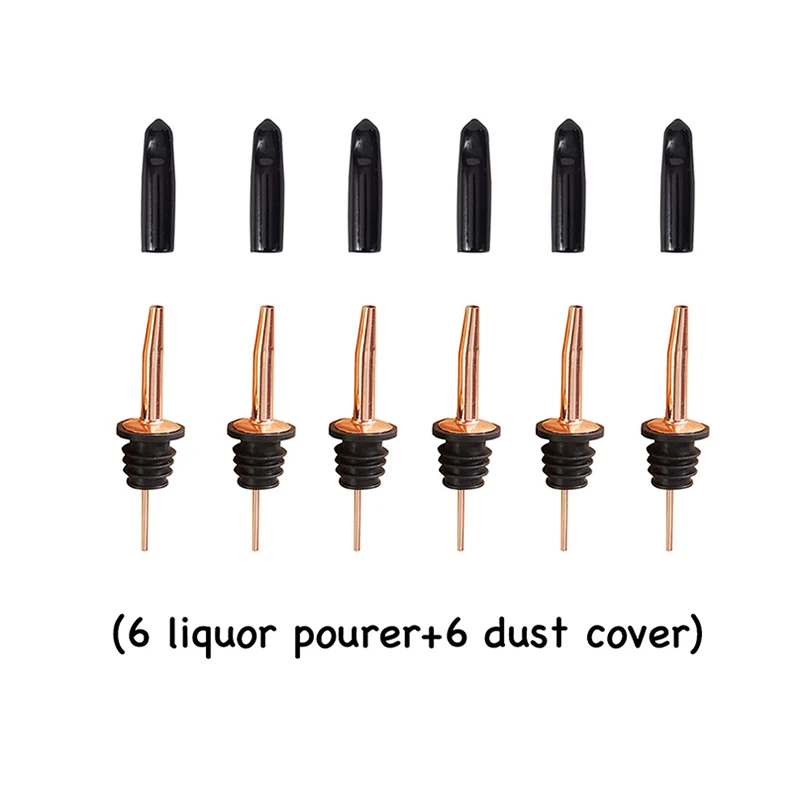 CopperB6 Pourer 6cap Вино Pourer Пробка бутылки Pourer Pourers для ликера Бутылка пробка с коническим носиком набор аксессуаров для бара 12 - Цвет: CopperB6 Pourer 6cap