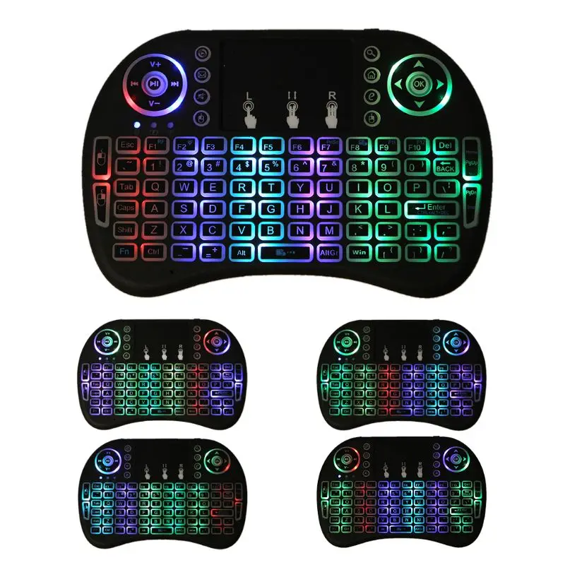 RGB перезаряжаемый светодиодный экран 2,4 ГГц беспроводной i8 Клавиатура Тачпад Fly Air mouse