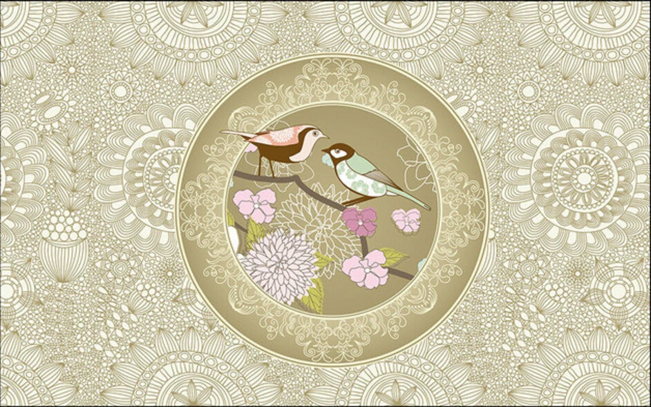 Пользовательские цветочные обои романтический эстетический узор Птицы 3D