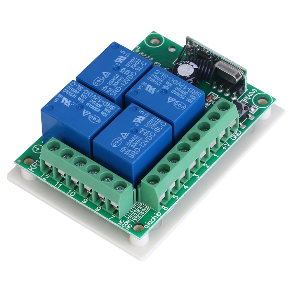 DC 12V Wireless Remote Switch 4-CH 433MHZ Garage Doors Control Receiver Board with Controller | Обустройство дома