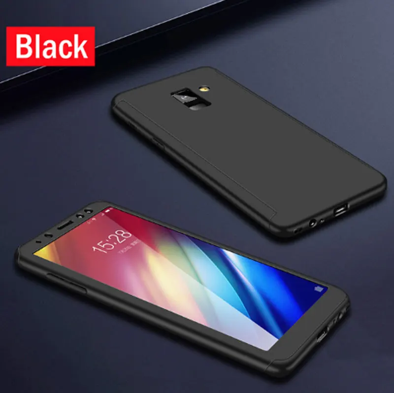 360 Полное покрытие чехол для телефона для samsung Galaxy A20E A30 A40 A50 A70 S10 плюс S10E J4 J6 A6 A8 плюс A7 A750 A9 Защитный чехол - Цвет: Черный