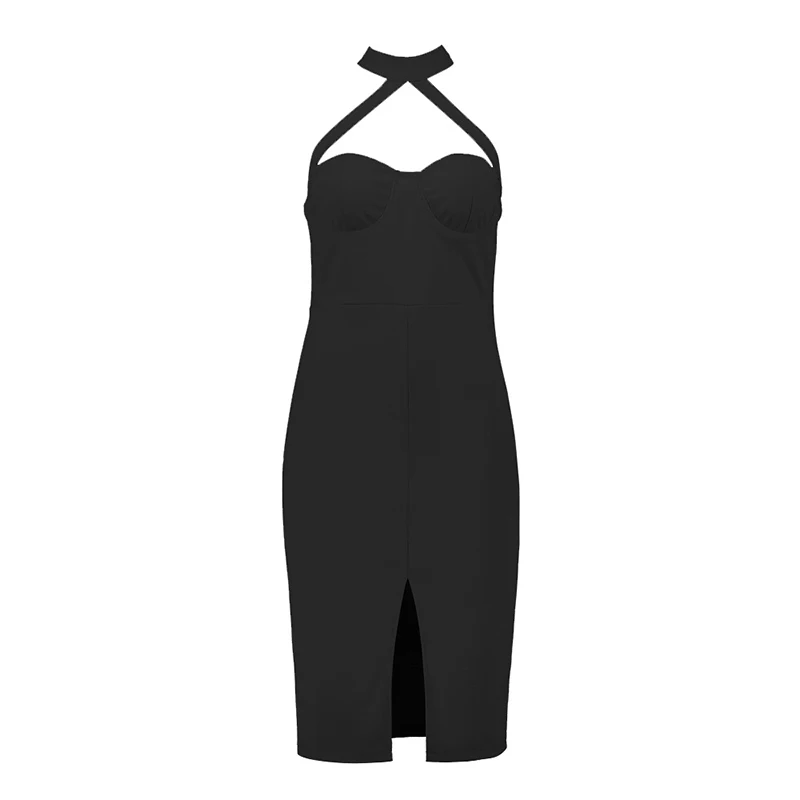 AECU Women Summer Dress Basic Club Sexy Party Slip Bandage Off The Shoulder Halter Female Dresses | Женская одежда