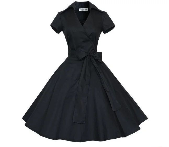 Eyegemix S-2XL женское ретро платье 50s 60s Винтаж рокабилли Свинг feminino vestidos V образным вырезом короткий рукав платье в горошек