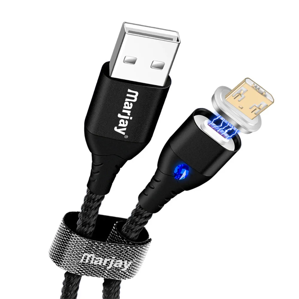 Black for Micro USB Marjay Магнитный кабель Micro USB для samsung type C 5A Быстрая Зарядка Кабели для iPhone X 8 7 Магнит USB C зарядное устройство кабель для huawei - Цвет: Black for Micro USB