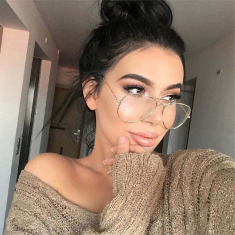 

Hot Classic Clear Glasses Gold Frame Vintage Sunglass Women Men Optical Aviation Eyeglasses Transparent Clear Oculos De Grau