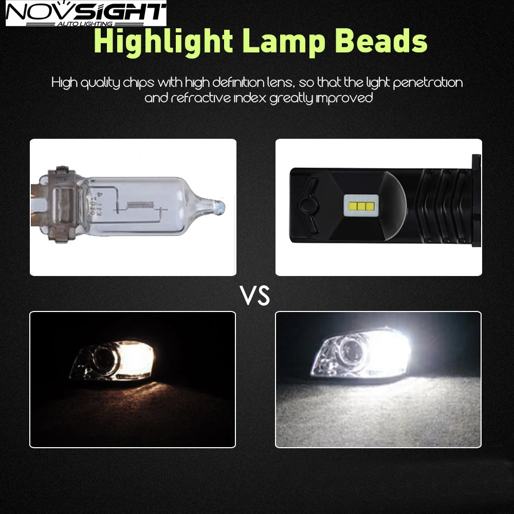 Novsight 2 шт. LED HB3 9005 9006 HB4 H4 H7 противотуманные лампочки H11 H1 чип Светодиодные