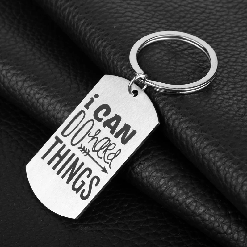 Dogtag I Can Do Hard Things Key Chain Stainless Steel Keychain Accessories Pendant Ring Charms Keychains for Friends | Украшения и