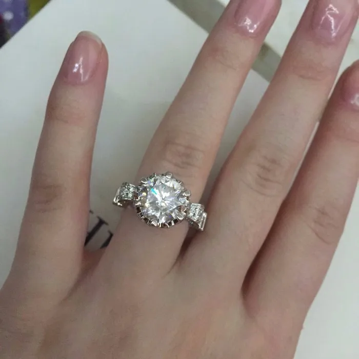 Yanhui роскошь большой 10 мм 3 карат SONA CZ Diamant Обручение кольцо Оригинальное 925 пробы Серебряные ювелирные изделия обручальные кольца для Для женщин и девочек
