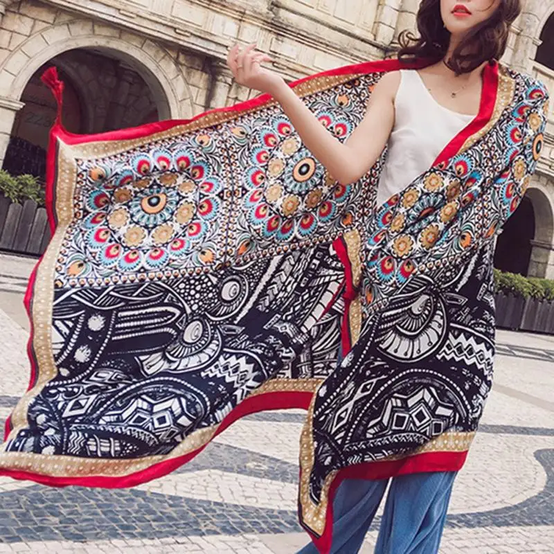 Style5 Этнический Boho Летний Тонкий пляжный шарф для поездок, женский шарф с бахромой большого размера, шаль, шарф для морского отдыха, Солнцезащитный пляжный - Цвет: Style5