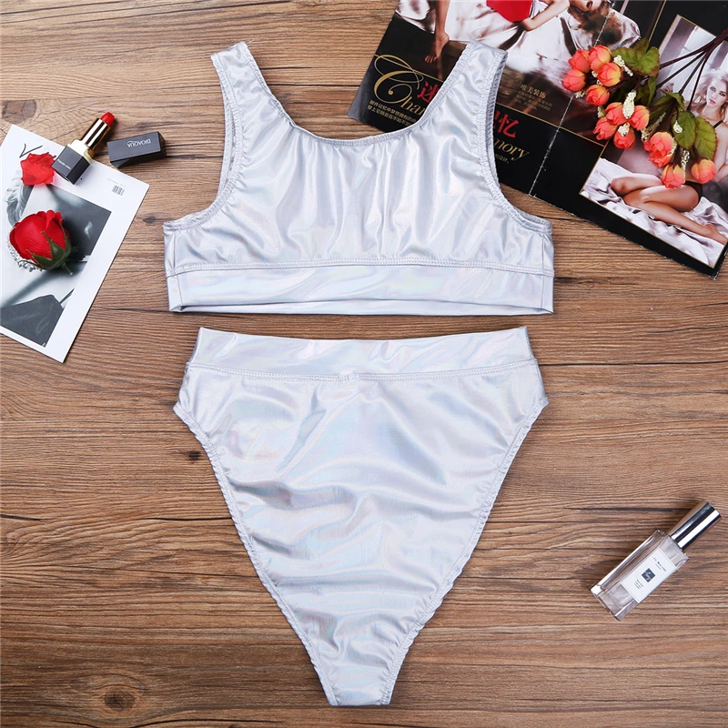 Летний сексуальный женский купальник голографический Купальник для женщин два