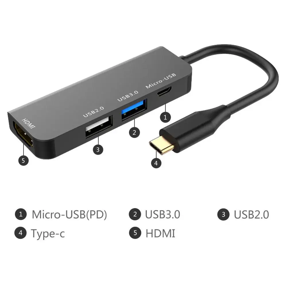 4 в 1 4K 1080p Type c к HDMI/Micro USB/USB 3 0/USB 2 0 HDMI Hub USB коммутатор|Кабели VGA| |