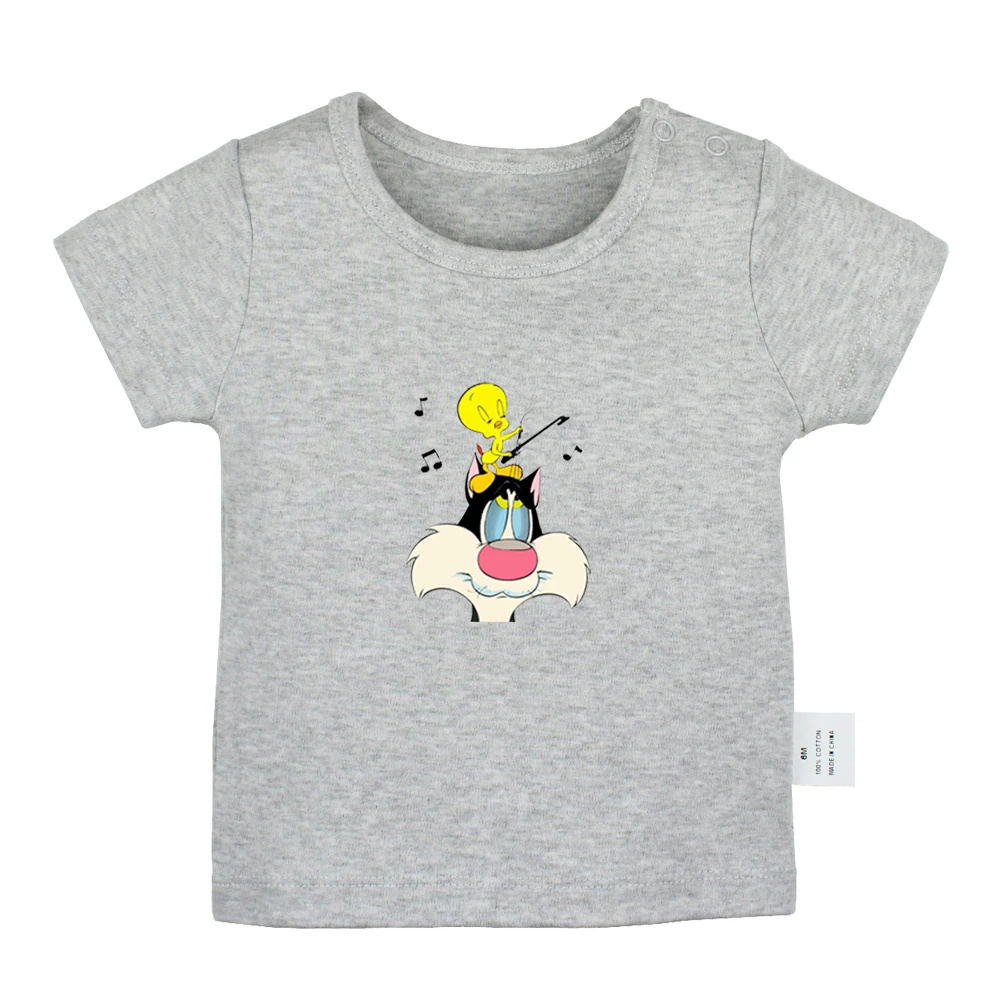 Милые футболки для новорожденных с изображением кота Сильвестра Лони Тун белого