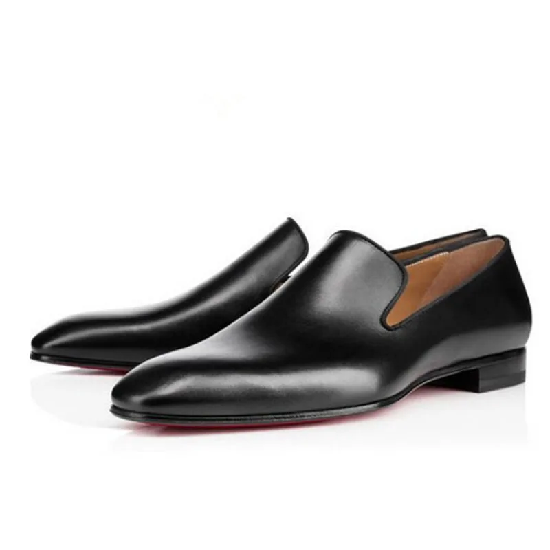

Top quality men Concise casual shoes Own Brand Red Bottoms Dandelion Flats Black Patent Leather shoes