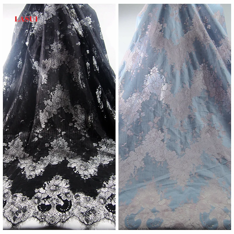 LASUI 1,5 м = 1 шт Высокое качество 23 Цвета двухцветная красивая кружевная ткань с ресницами DIY платье рубашка ткань мягкая приятная для кожи C0157