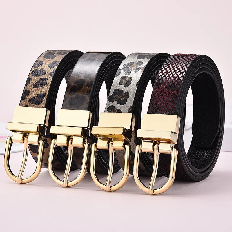 Women's Strap Casual All-match Women Brief Pu Leather Belt Women Strap Leopard Print Belts Top Quality Jeans Belt