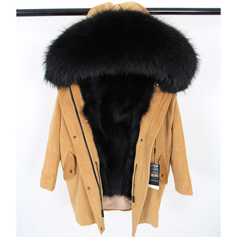 Raccoon fur collar-1 maomaokong зимняя куртка с подкладкой из натурального Лисьего меха, женская модная парка, шуба, вельвет, Воротник из натурального меха, Длинные парки - Цвет: Raccoon fur collar-1