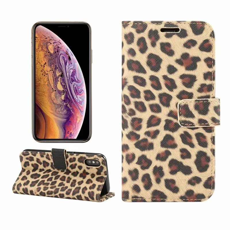 Orange leopard Леопардовый чехол для телефона iPhone 5 5S SE 6 6 S 7 8 plus X XS XR MAX панель для телефона кронштейн двухслойный кармашек для банковских карт PU+ чехол из ТПУ - Цвет: Orange leopard