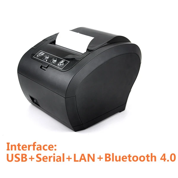 Black Bluetooth 80 мм термочек 58 мм принтер автоматический резак КУХНЯ супер рынок логотип POS принтер USB Ethernet Bluetooth wifi POS принтер - Цвет: Black Bluetooth