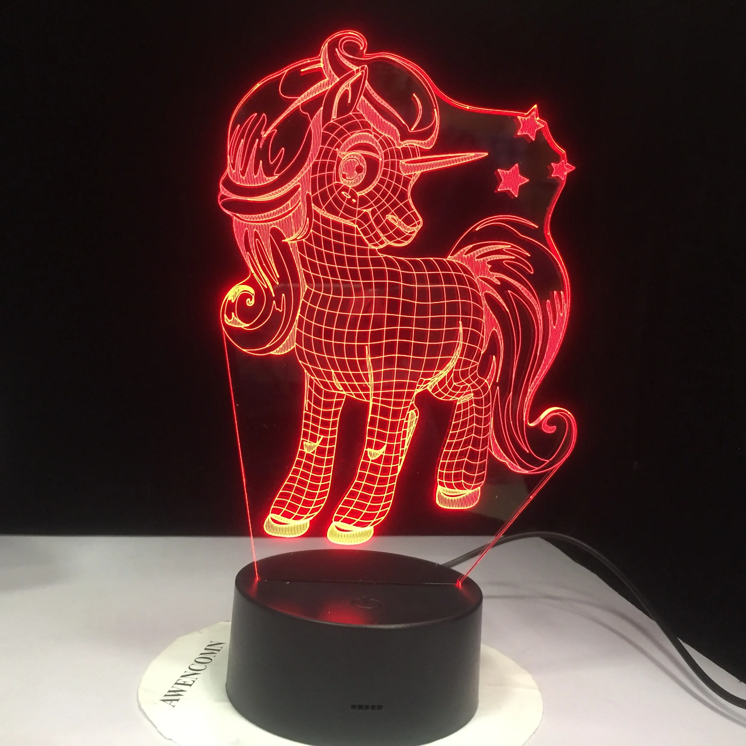 

Светодиодный ночсветильник с милым единорогом 3D, разноцветная лампа RGB, Рождественский декоративный подарок, мультяшная лампа Luminaria, Прямая...