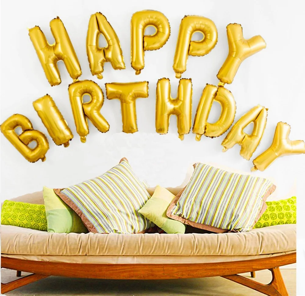 16inch Happy Birthday Gold Foil Mylar Balloons Banner Party Decoration | Дом и сад