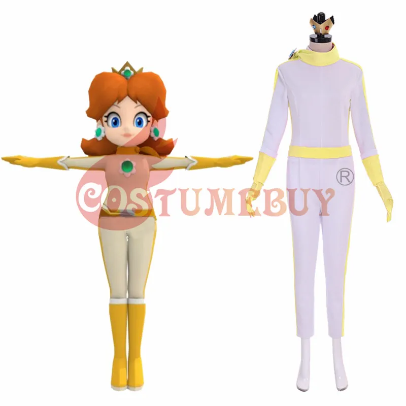 Costumebuy Mario Kart 8 принцесса Маргаритка BikeSuit Косплей Костюм женский комбинезон леди Хэллоуин наряды изготовленные на заказ костюмы