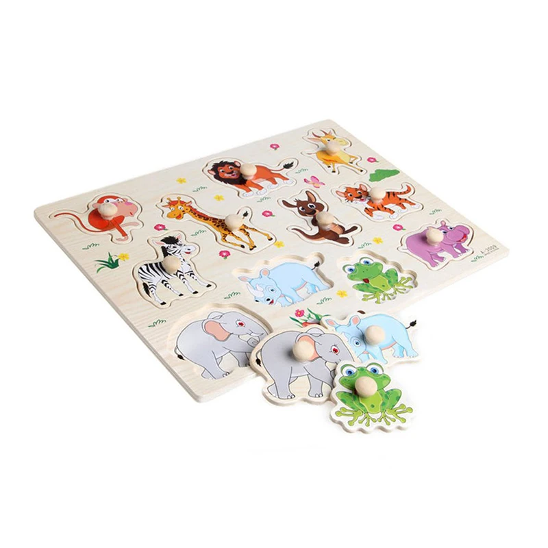 2017 детские животных головоломки игрушка деревянная раннего обучения