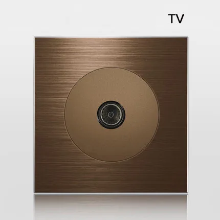 TV 86 Тип 1 2 3 4 банда 1 2way кофейная панель из алюминиевого сплава розетка пять отверстий Европейская промышленность переключатель Франция Германия Великобритания розетка - Цвет: TV