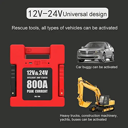 Портативный автомобиль скачок стартер Мощность банк 12V 24V Boost 24000 мА/ч Батарея 800A