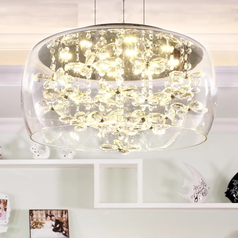 Фото Современный подвесной светильник с кристаллами К9 в виде цветка мебели