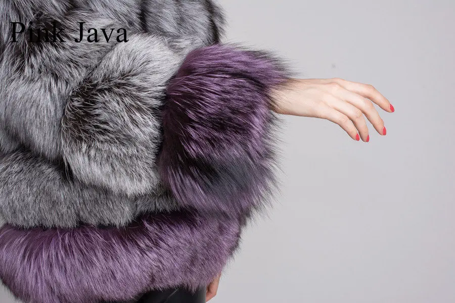 Новое поступление розовое пальто JAVA QC1825 из натурального Меха чернобурки Женская