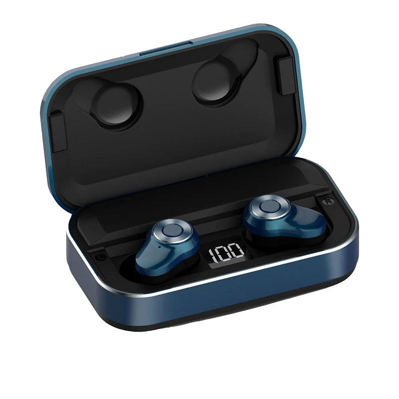 Синий Мини TWS 5,0 Bluetooth 8D стерео наушники беспроводные наушники IPX7 водонепроницаемые наушники спортивные наушники с 3000 мАч power Bank - Цвет: Синий