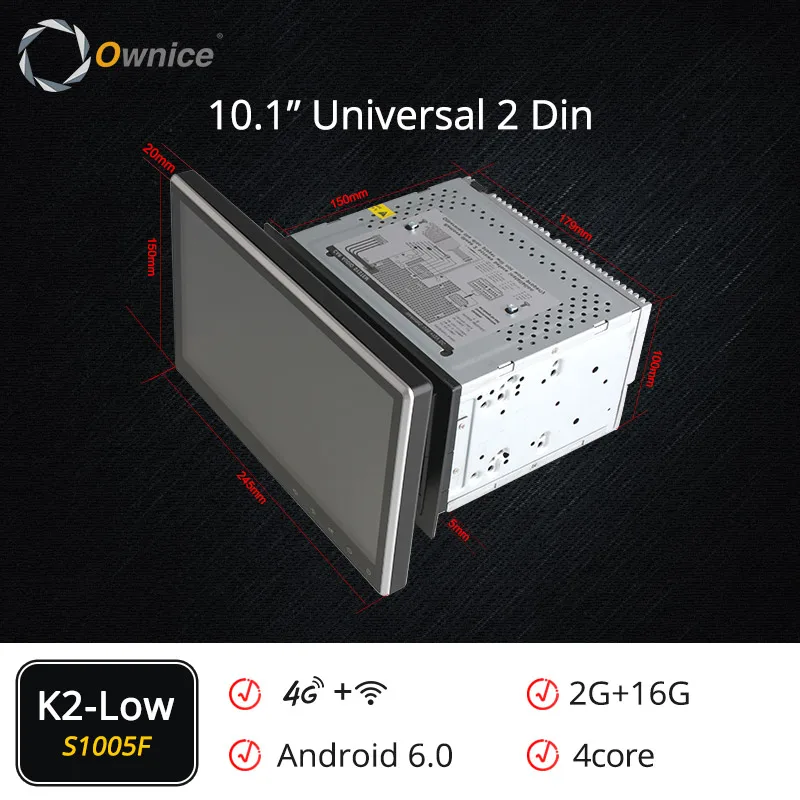Ownice C500 2Din 10,1 дюйма HD android 6,0 8-ядерный универсальный автомобильный Радио Стерео dvd-плеер gps навигации TPMS DAB 4G LTE Carplay - Цвет: S1005 K2-Low