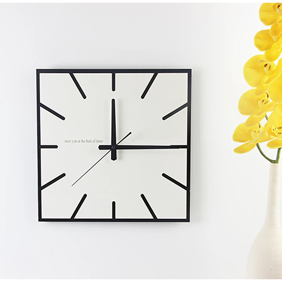 Деревянные квадратные настенные часы современный дизайн креативный большие