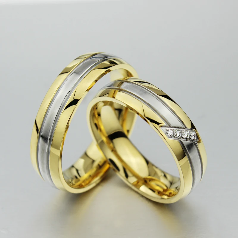 New Style Titanium Steel Creative Design Oblique Inlaid Zircon Rings For Women Men Couple Wedding Romantic Jewelry Gift RS035 | Украшения и