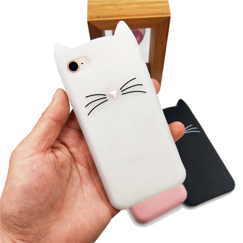 Милый мультяшный чехол борода кошка для телефона iphone 6 6s 7 8 плюс Чехол Coque Мягкие