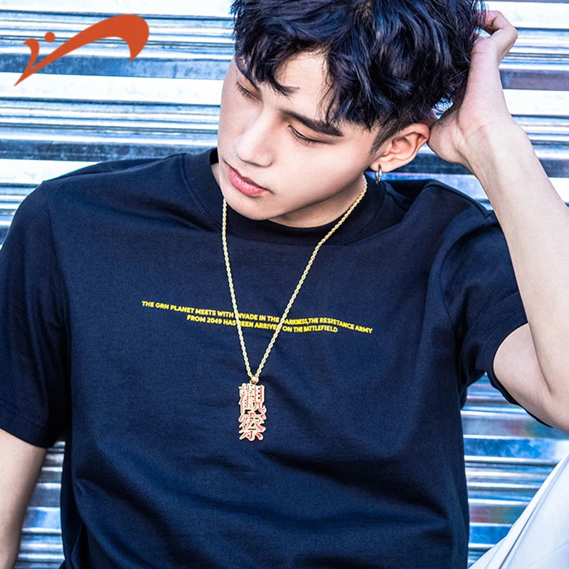 GRN Men's Knitted Round Neck Short Sleeve T-Shirt 2019 New Summer Letter Print Cloth Sportswear | Спорт и развлечения