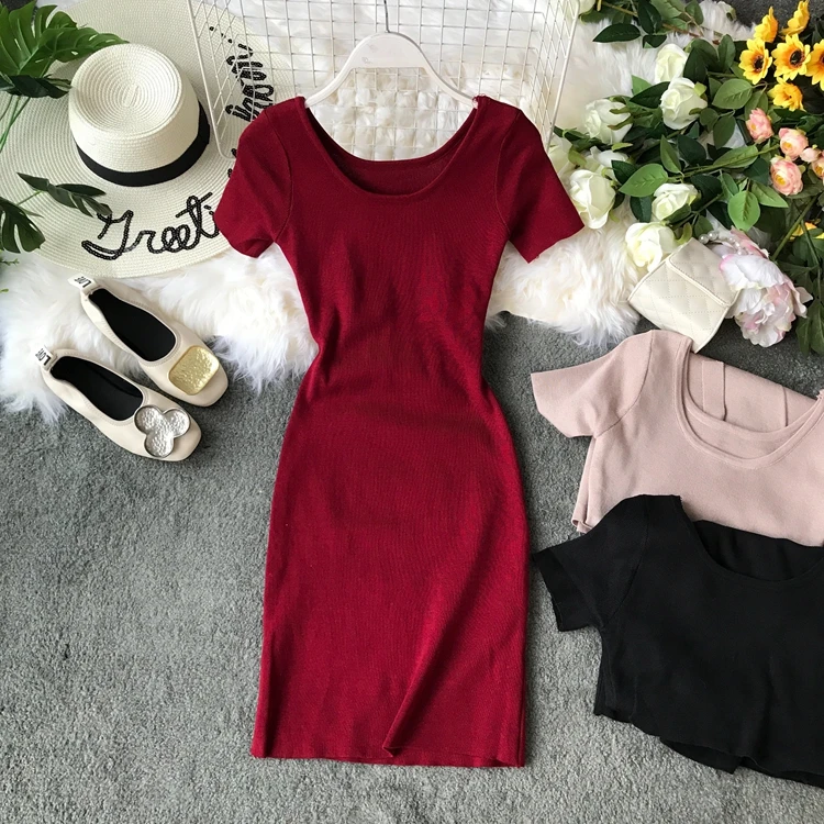 Новинка 2019 модные женские платья Новое сексуальное вязаное облегающее платье с