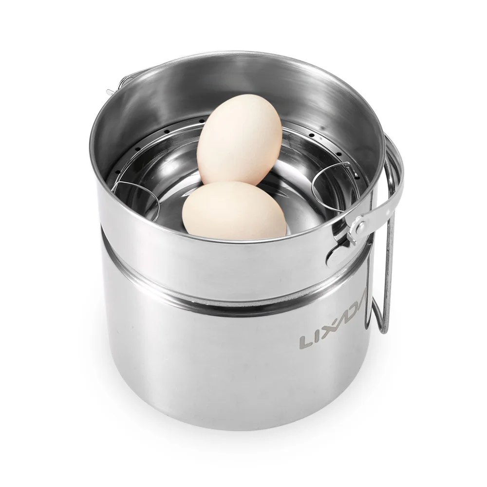 Lixada Сверхлегкая походная кухонная посуда из нержавеющей стали с ручкой под залог