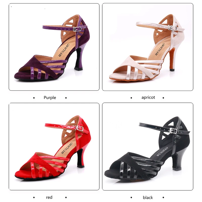 Женские туфли для латиноамериканских танцев WUXIJIAO искусственная кожа и замша