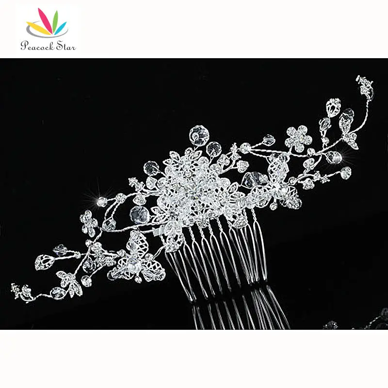 Длинная гибкая гребень для волос с австрийским кристаллом CT1599 | Украшения и