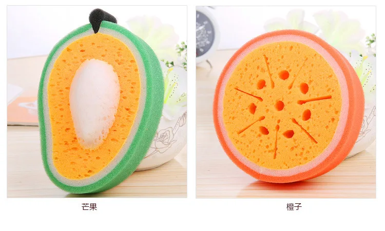 ZH 1PC Creative Cartoon Shower Clean Sponge Fruit Bath Cotton Child |