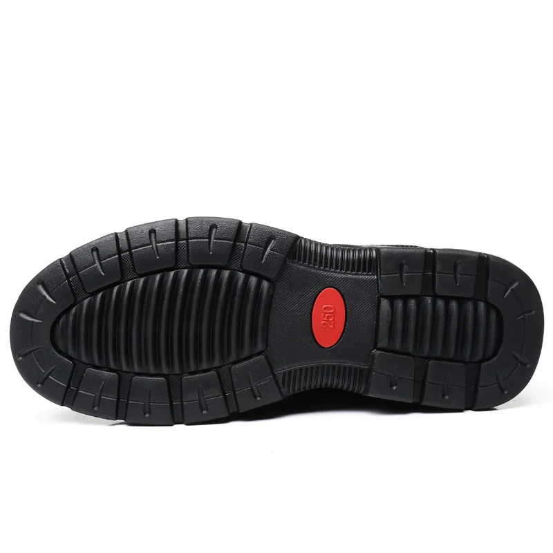 Мужские Нескользящие ботинки на меху черные удобные для снега большие размеры