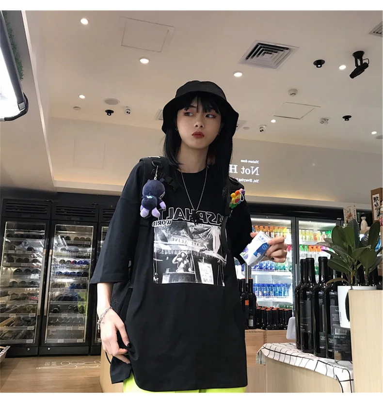 Harajuku футболки женские Простые Топы с буквенным принтом Корейская летняя футболка хип-хоп Уличная одежда для отдыха универсальные футболки с коротким рукавом