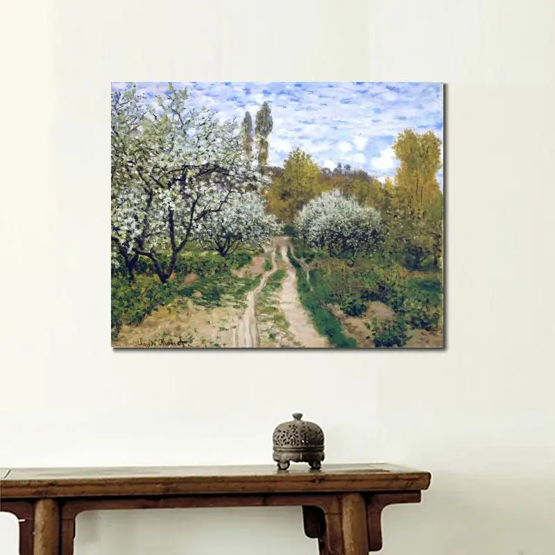 Высококачественная Картина Клода Моне современное искусство деревья в цветах